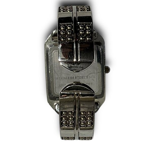 Geneva Y2K Vintage Silver Tone Square Face Bangle Cuff Bracelet Watch main image 5
